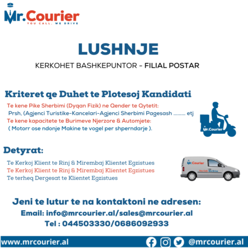 LUSHNJE – Kerkohet Bashkepuntor per Filial POSTAR !