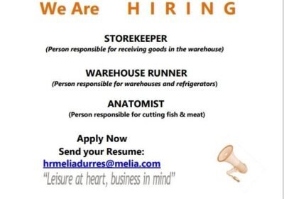 We are hiring Storekeeper,  Warehouse Runner and Anatomist