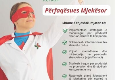 Kerkohet Përfaqësues Mjekësor (F/M) – Profili Marketing | Menaxhim | Komunikim