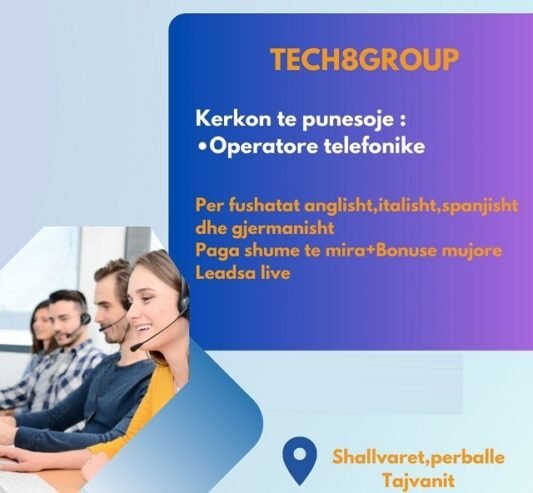 Hapen vende te reja pune per operator/e gjermanisht (Orari 09:00-18:00 Adresa: perball Tajvanit)