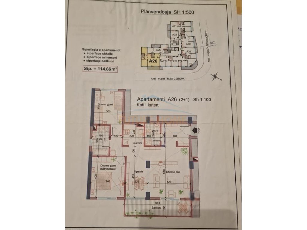 Shitet Apartament 2+1, prane shkolles 4 Deshmoret